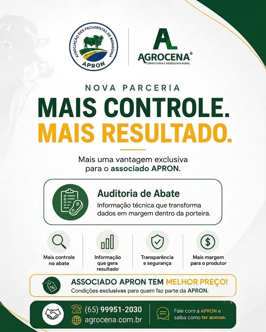 Arte da parceria entre APRON e Agrocena para auditoria de abate